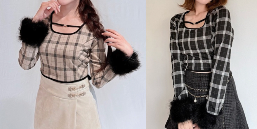 NOMAE（ノーマエ）ベージュのチェック柄ニット