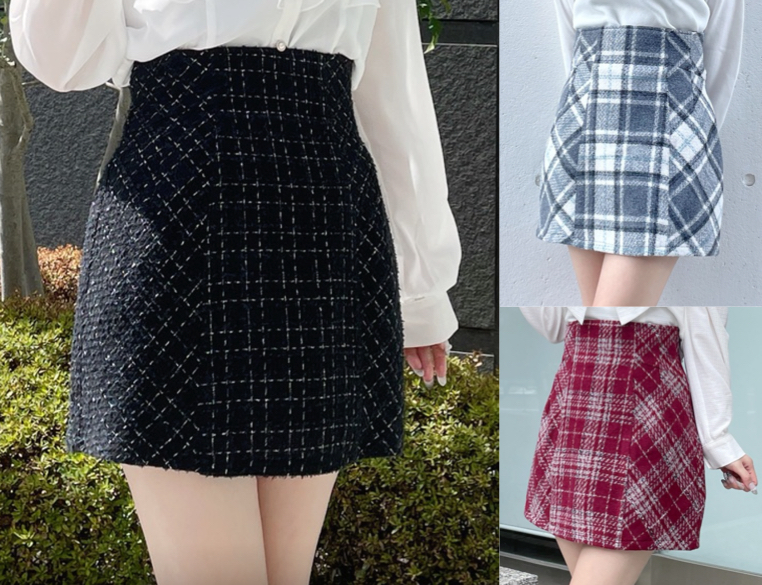 abc une face（アーベーセーアンフェイス）ブラックのチェック柄ミニスカート