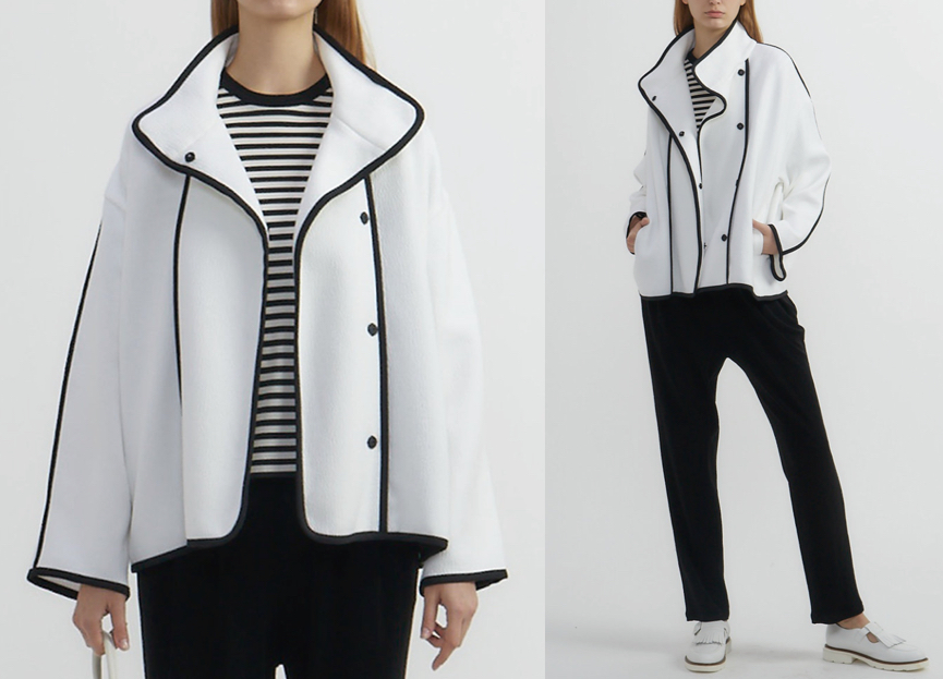 PLAIN PEOPLE （プレインピープル）ホワイト×ブラックの配色ジャケット