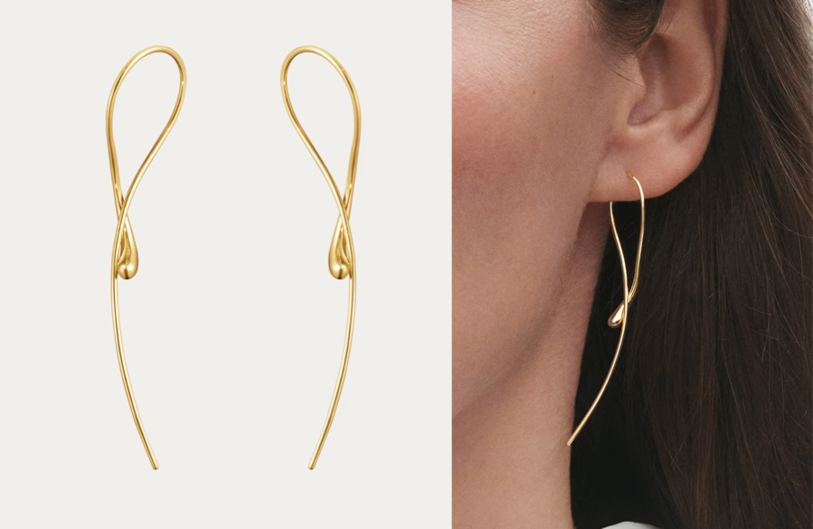 Georg Jensen（ジョージ ジェンセン）ゴールドのフープピアス