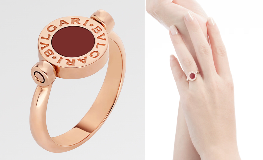 BVLGARI（ブルガリ）ピンクゴールドxレッドのリング