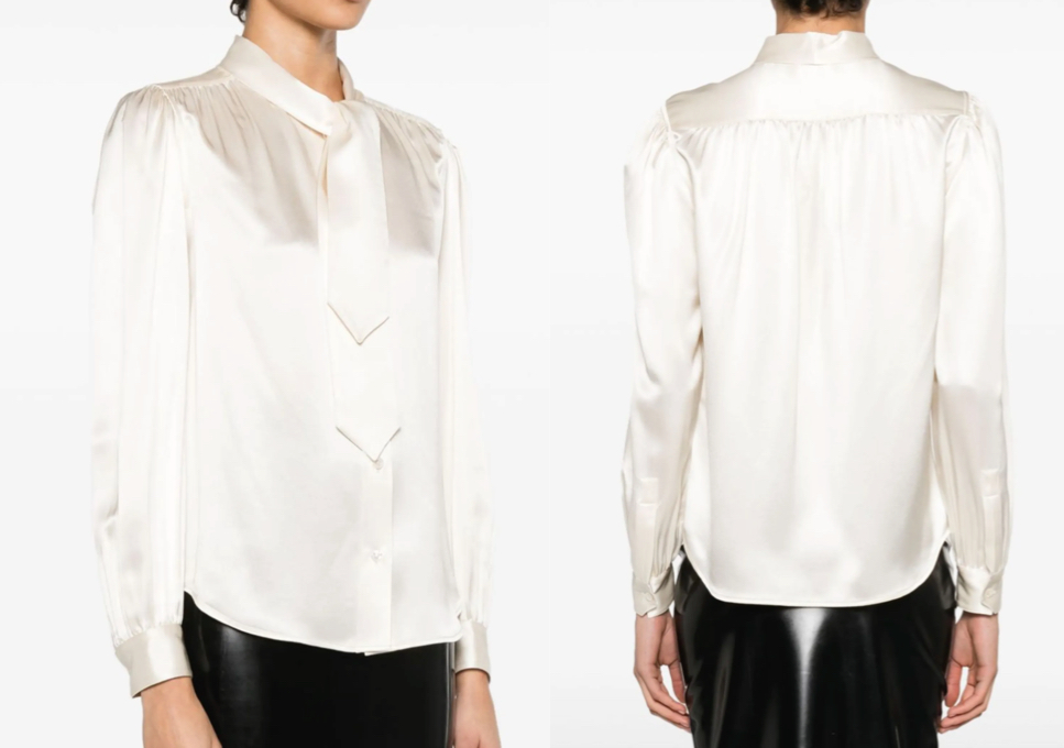 Saint Laurentホワイトのボウタイブラウス