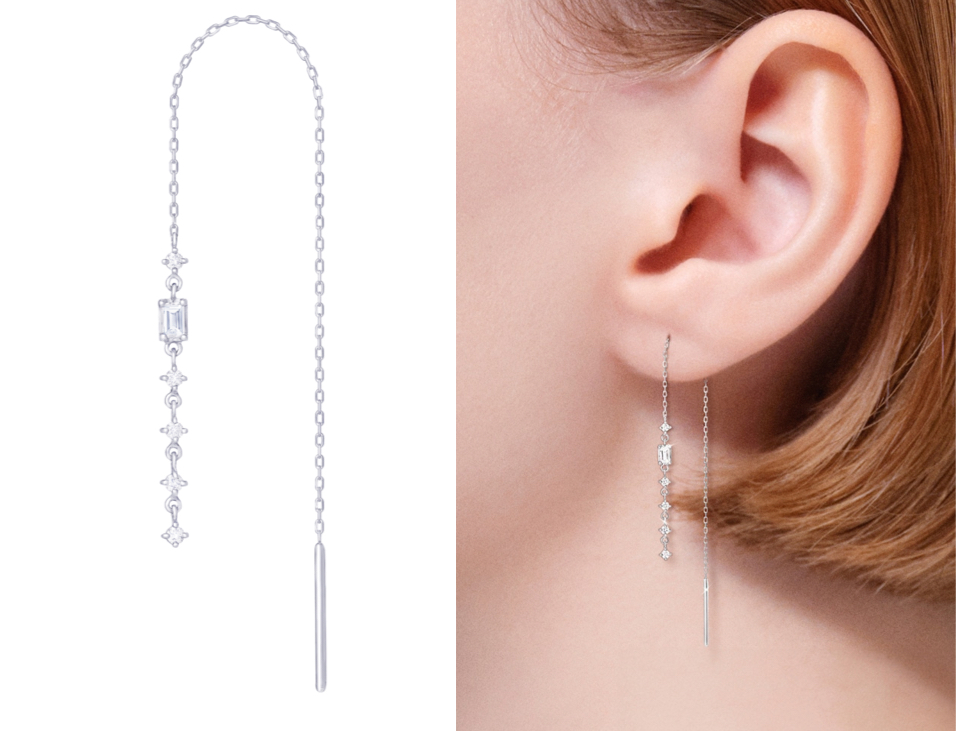 AHKAH（アーカー）シルバーのチェーンイヤリング