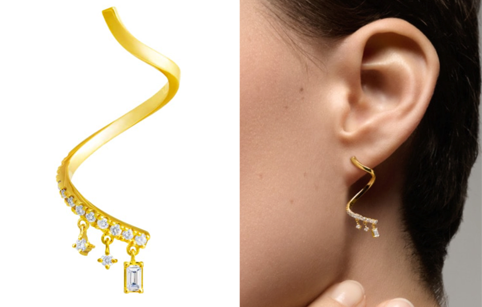 AHKAH（アーカー）ゴールドxダイヤのシャンデリアピアス