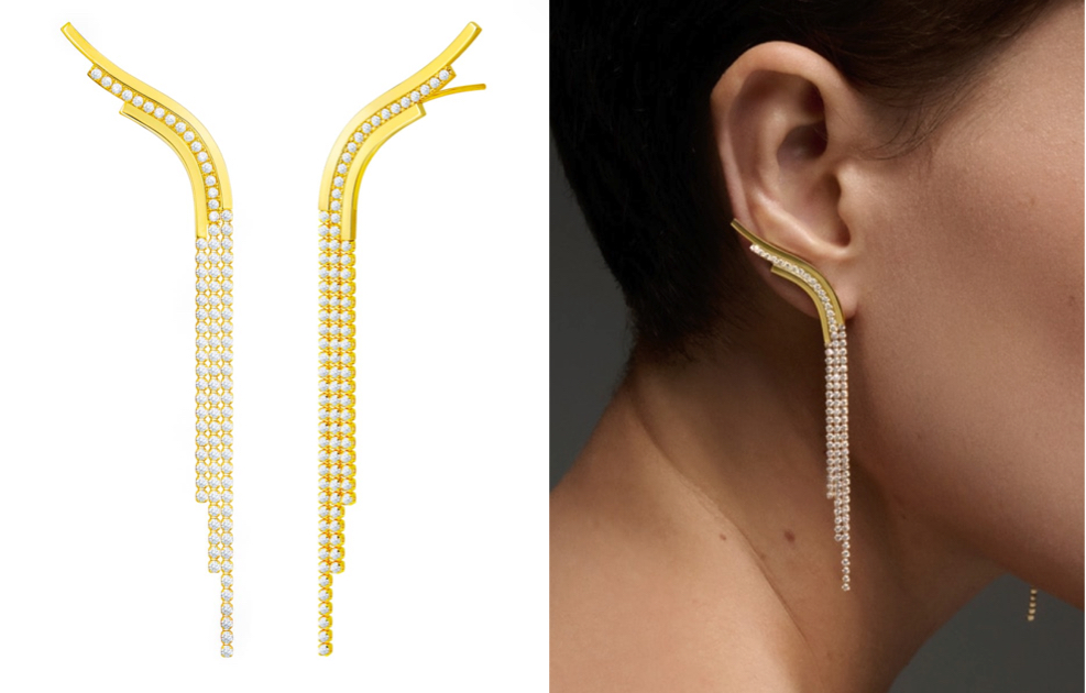 AHKAH（アーカー）ゴールドxダイヤのシャンデリアピアス