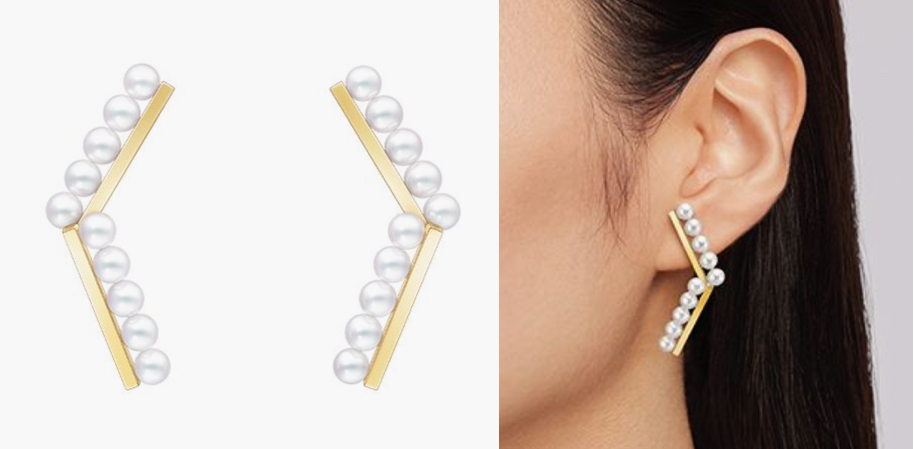 TASAKI（タサキ）ゴールドバーx多連パールのピアス
