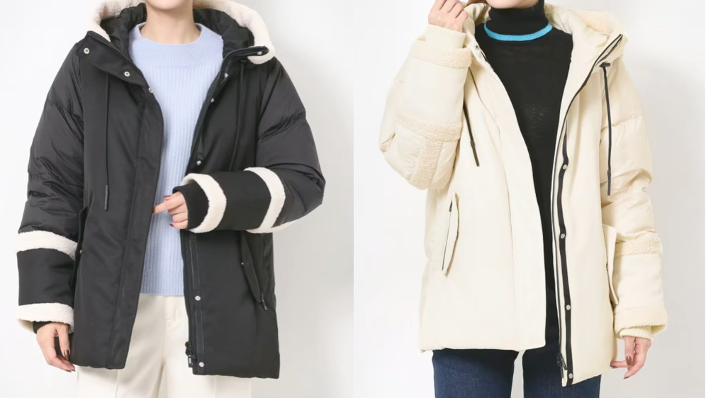 INTELLECTION（インテレクション）ブラックの配色ダウンコート