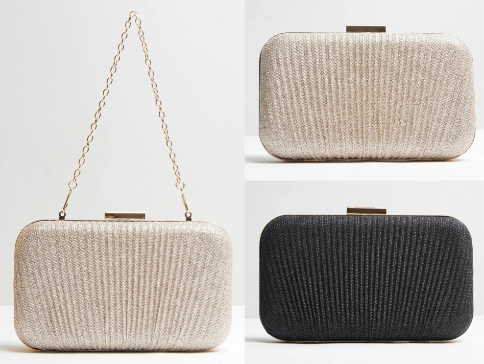 azzurielleベージュxゴールドのバッグ