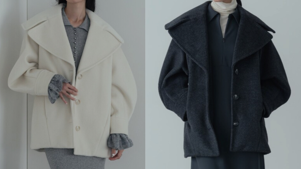 GALLEST（ギャレスト）ホワイトのビッグカラーショートコート