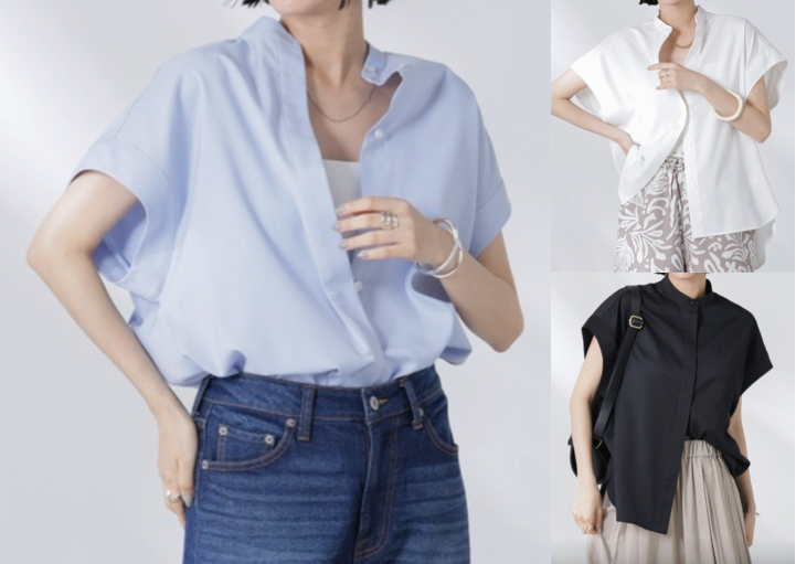 NANO universe（ナノユニバース）サックスブルーのノースリーブシャツ