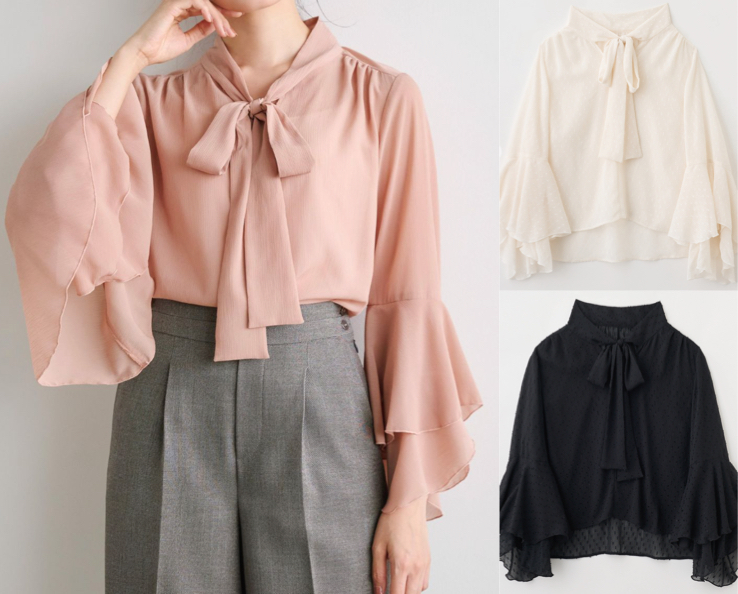 Stola.（ストラ）ピンクの袖フレアブラウス