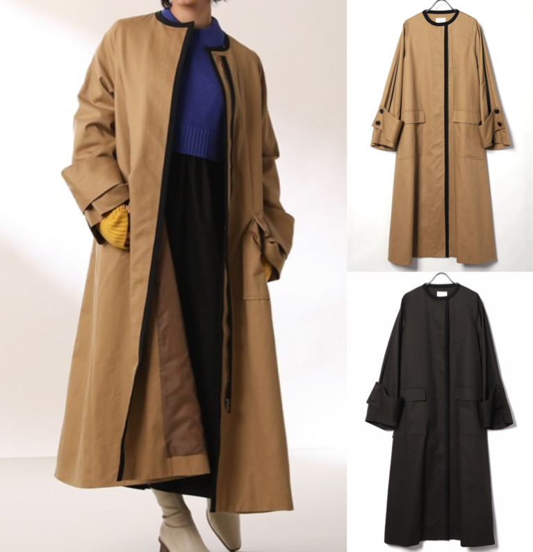 Limue（リミュ）ベージュのノーカラーロングコート