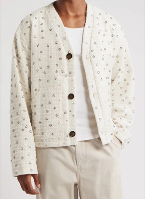 HONOR THE GIFTホワイトの小花柄カーディガン