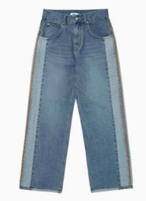 ADDSEOUL（エーディーディーソウル）ブルーのサイドラインパンツ