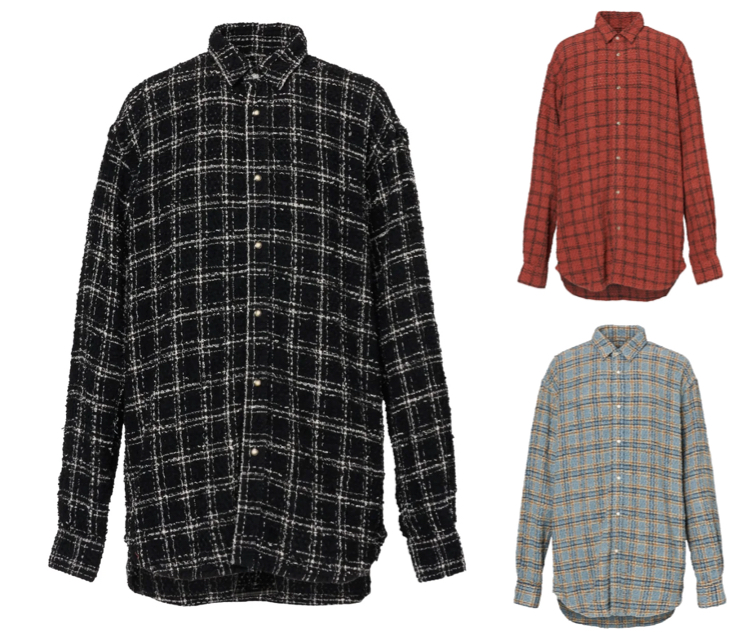 DDDD（ディフォー）ブラックのチェック柄ツイードシャツ