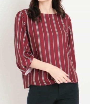 MK MICHEL KLEIN（エムケーミッシェルクラン）ボルドーのストライプ柄ブラウス