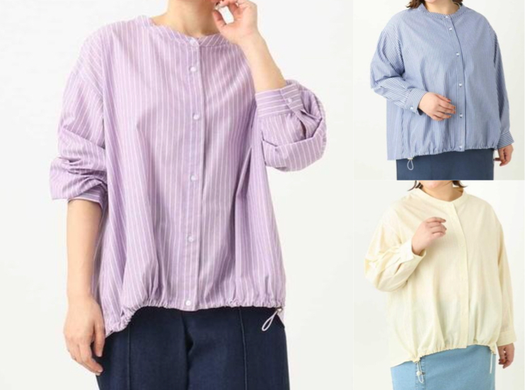 eur3（エウルキューブ）パープルのストライプ柄シャツ