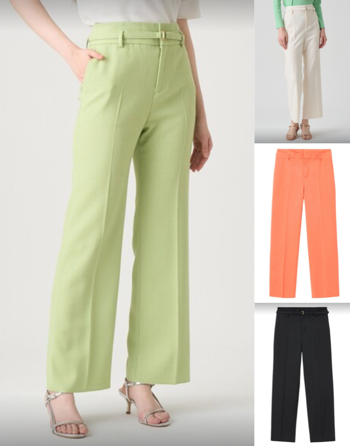 ライムグリーンのパンツ