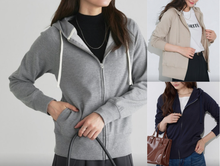 Pierrotグレーのジップアップパーカー