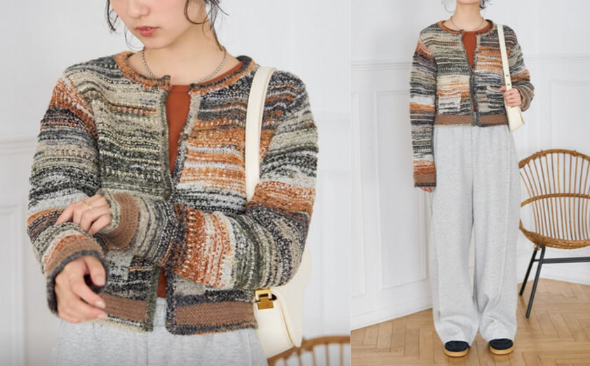 FREAK'S STOREミックスヤーンカーディガン