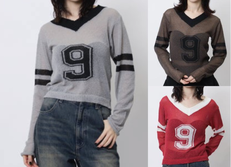 SPIRALGIRL(スパイラルガール)グレーのVネックニット