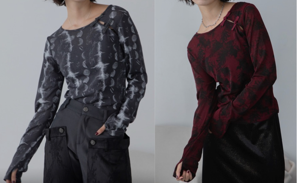 VACANCY（ヴァカンシー）ブラックのアート柄シアートップス