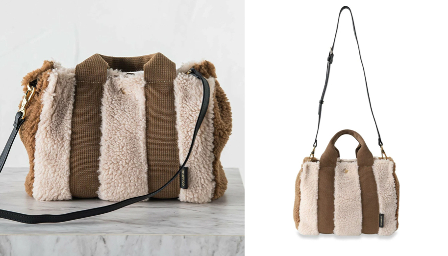 VIOLAd'OROブラウン×ホワイトのボアバッグ