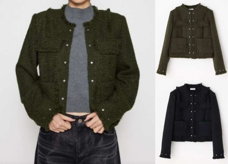 LAGUA GEM(ラグア ジェム)カーキのツイードジャケット