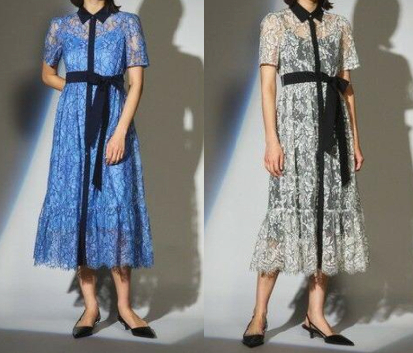 GRACE CONTINENTAL(グレースコンチネンタル)ブルーのレースシャツワンピース