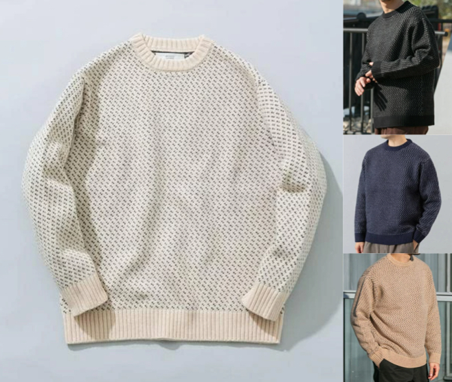 URBAN RESEARCH ROSSO（アーバンリサーチ ロッソ）ホワイトのバーズアイ柄ニット