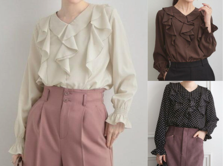 Couture Brooch（クチュールブローチ）ホワイトのラッフルフリルブラウス