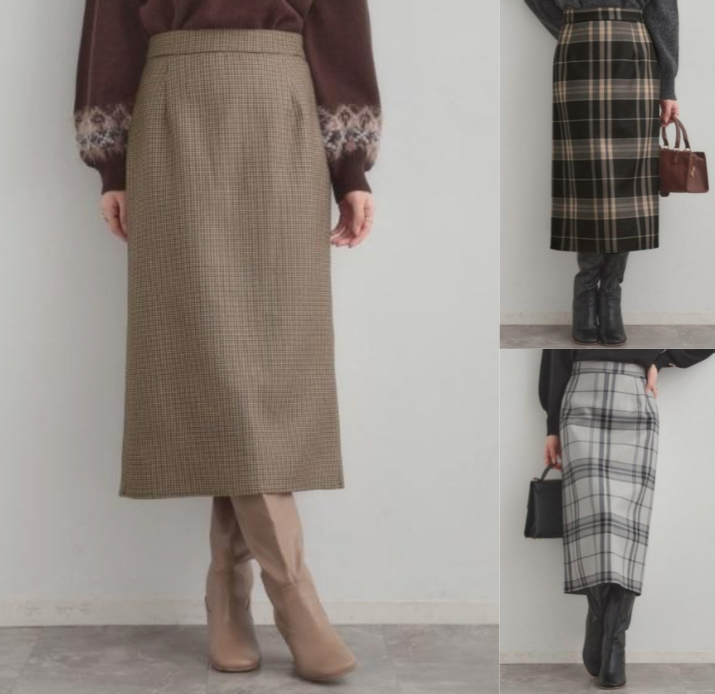 Couture Brooch（クチュールブローチ）ベージュIラインチェックスカート