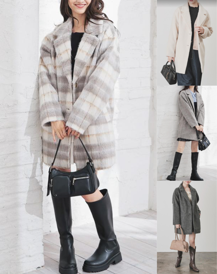 Honeysグレーのチェックコート