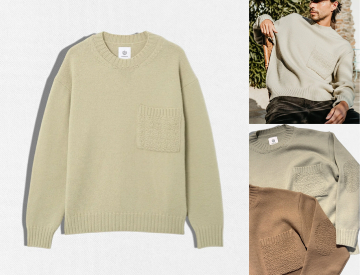 SEAGREEN (Men)/シーグリーンホワイトのポケットデザインニット