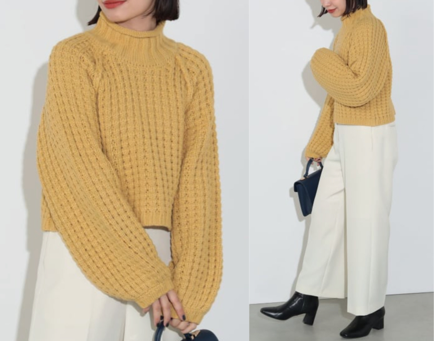 BEAMS HEARTイエローのニット