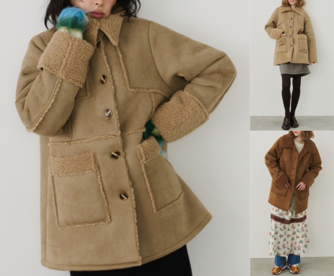 Unitageベージュのムートンコート