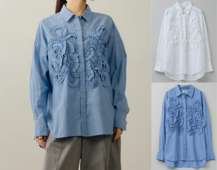 ne Quittez pas（ヌキテパ）ブルーのフリルシャツ