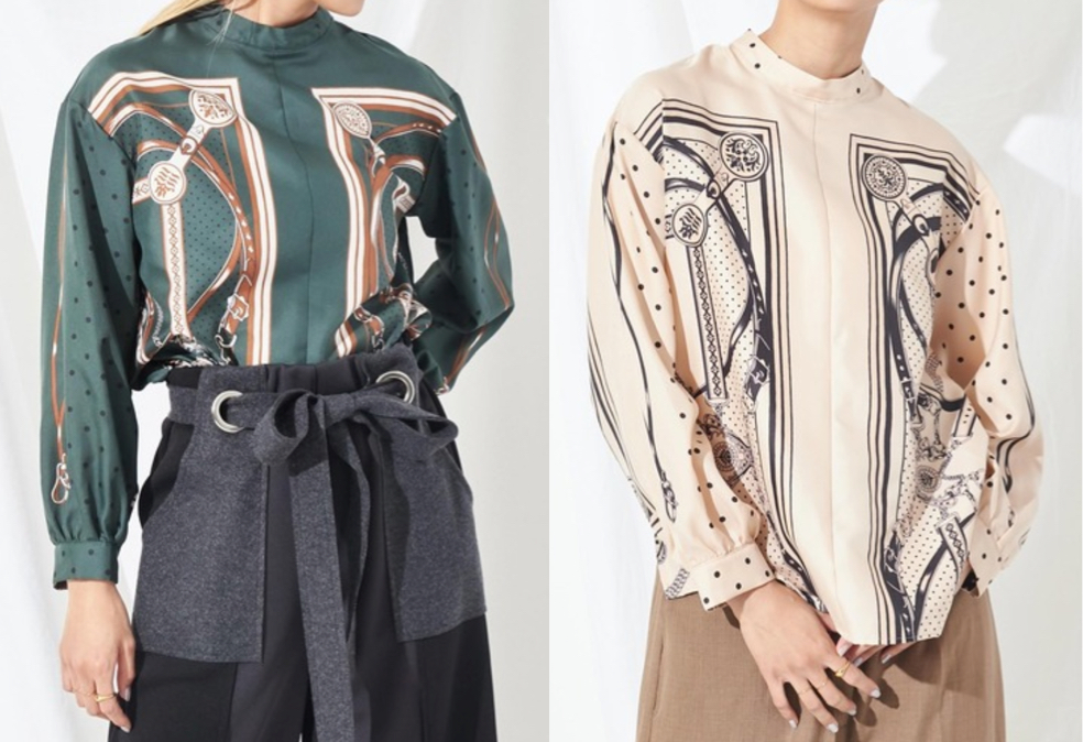 Settimissimo（セッティミッシモ）グリーンのスカーフプリントブラウス