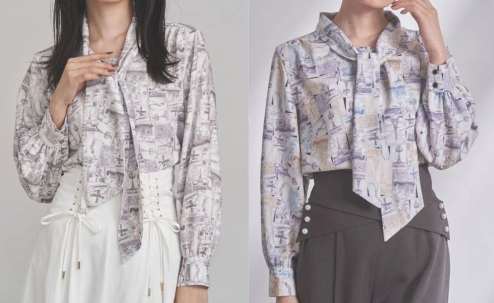 TONAL(トーナルベージュ系のボウタイブラウス