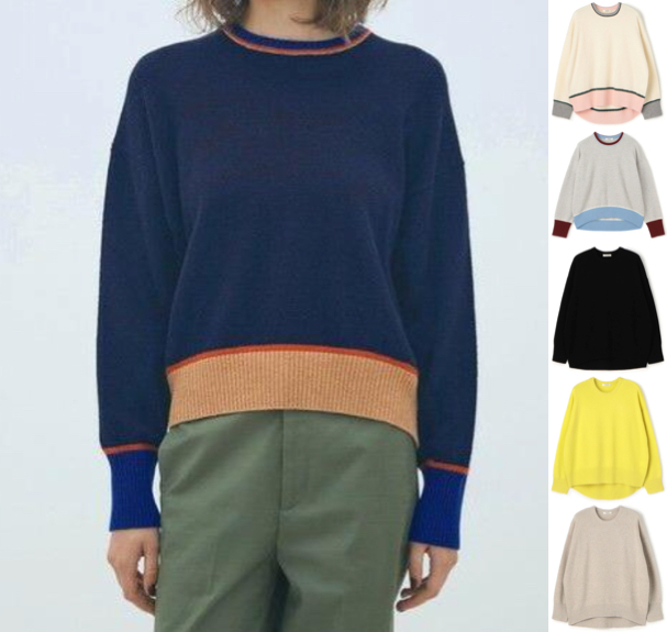 MACPHEE(マカフィー)ネイビーの配色ニット