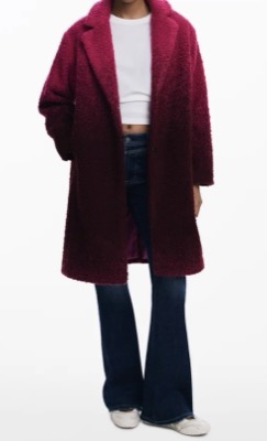 Desigual(デシグアル)ボルドーのグラデーションパイルコート