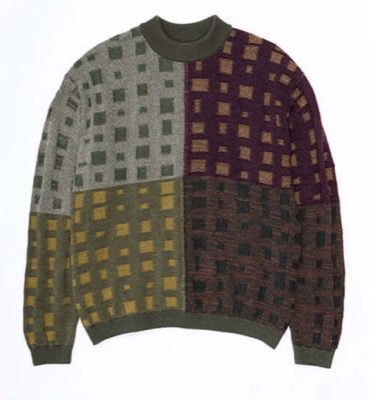 lugly（ラグリー）グリーン系のスクエアドット柄ニット