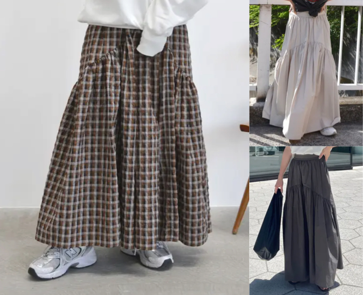 Ungrid（アングリッド）ブラウンのギャザーデザインスカート
