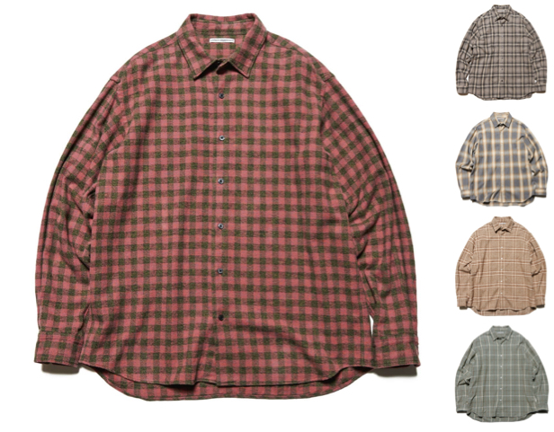 uniform experiment(ユニフォームエクスペリメント)ピンクxブラウンのチェック柄シャツ