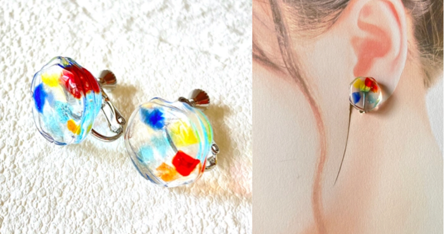 Creema（クリーマ）カラフルなガラスのイヤリング