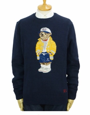POLO RALPH LAURENブラックのくまちゃん柄ニット
