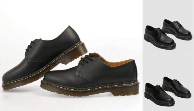 ドクターマーチンブラックのレースアップシューズ