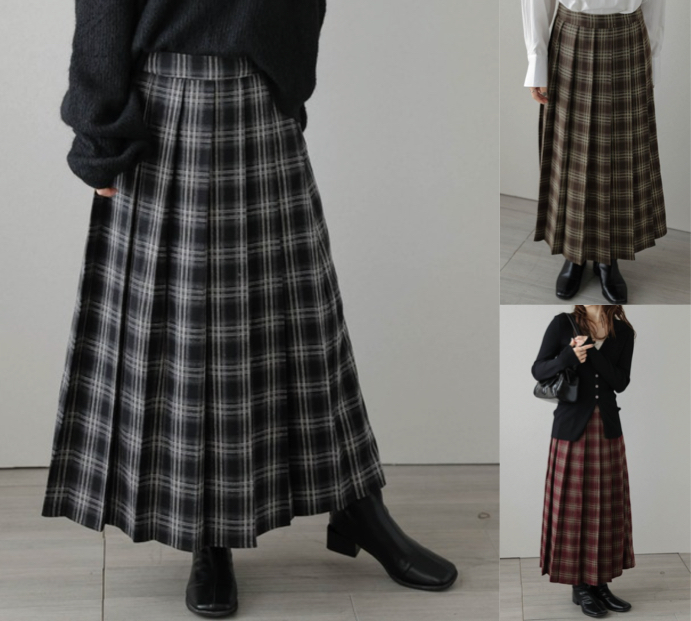AMELY（エメリー）チェックロングプリーツスカート