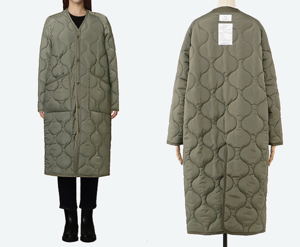 HYKE（ハイク）カーキのキルティングコート