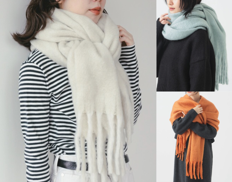 B：MING by BEAMSホワイトのマフラー